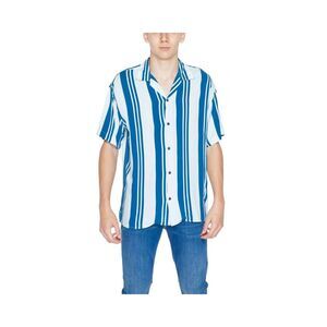 Jack Jones Striped Viscose ShortSleeve Shirt Men Blue